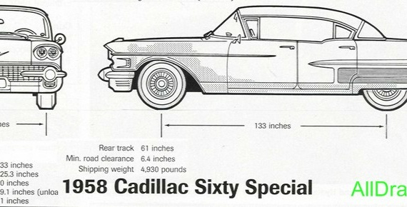 Cadillac Sixty Special (1958) - drawings (drawings) of the car